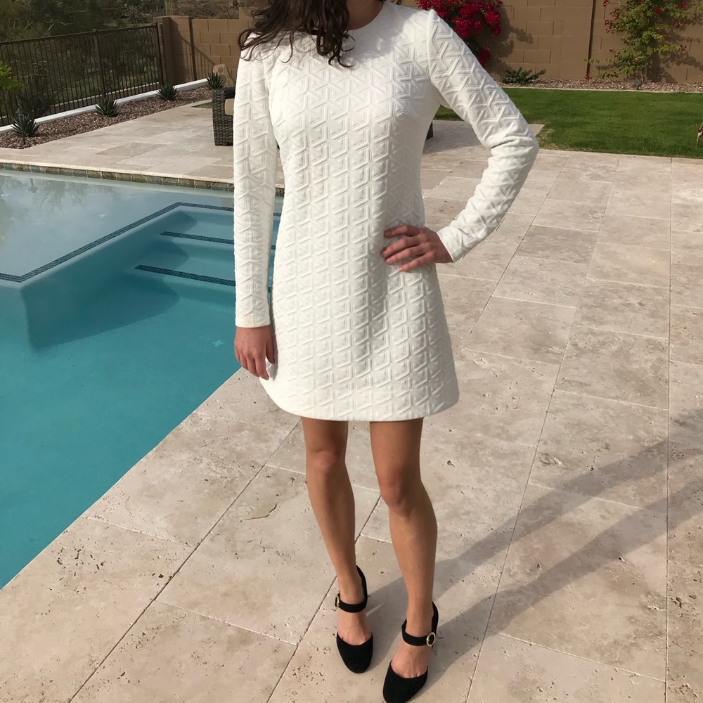 Maia long sleeve textured knit shift dress